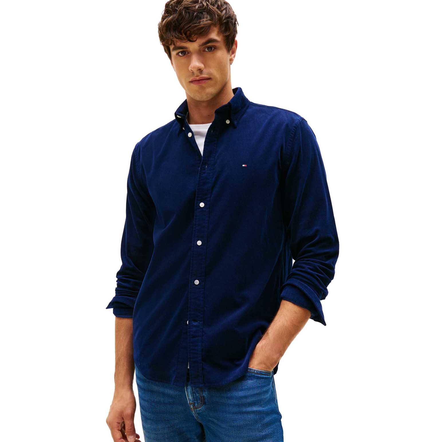 Tommy Hilfiger Regular Fit Flag Embroidery Corduroy Shirt